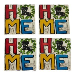 Bernard "Home" Cajun Louisiana Absorbent Stone Cork Back Coaster Set NEW